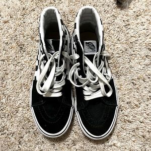 High Top Velvet Checkered Vans - womens 7